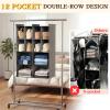 4 Tier Hanging Closet Organizer, 12 Compartments Dual Row Storage, Grey view 2