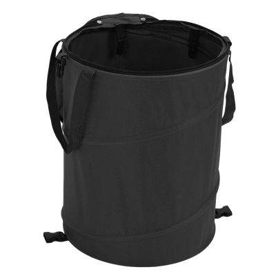 24 Gallon Camping Trash Can | Outdoor Foldable Oxford Fabric Garden Garbage Container with Lid | Portable Black Trash Bin