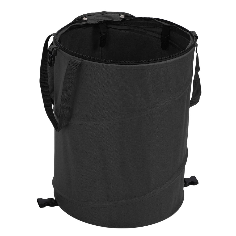 24 Gallon Camping Trash Can | Outdoor Foldable Oxford Fabric Garden Garbage Container with Lid | Portable Black Trash Bin