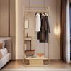 FURUIM2024M Coat Rack Solid Wood Coat Rack Floor Clothes Hanger Dressing Mirror Entrance Full Body Mirror Clothes Rack Bedroom Living Room Free Standing Coat Stand(Wood Color,Small) view 1