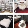 Rffll Faux Square Sheepskin Chair Cover Seat Cushion Pad Ultra Soft Fluffy Area Rugs Shaggy Wool Carpet for Living Room Bedroom Sofa,16X16in,C view 2