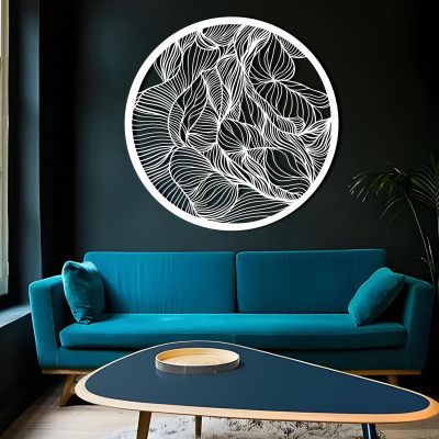 Abstract Lines Metal Wall Decor, Round Metal Wall Art, Line Art Wall Decor, Metal Abstract Wall Art, Metal Irregular Wall Hanging, Geometric Art, Metal Wall Art for Living Room (White, 39"x39"/100x100cm, metal wall art)