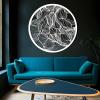 Abstract Lines Metal Wall Decor, Round Metal Wall Art, Line Art Wall Decor, Metal Abstract Wall Art, Metal Irregular Wall Hanging, Geometric Art, Metal Wall Art for Living Room (White, 39"x39"/100x100cm, metal wall art) view 1