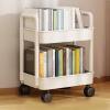 Fydun Plastic Rolling Cart 2 Layers White with Hook Stable Mobile Utility Cart for Living Room Bedroom Kitchen for Families view 1