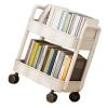 Fydun Plastic Rolling Cart 2 Layers White with Hook Stable Mobile Utility Cart for Living Room Bedroom Kitchen for Families view 2