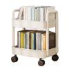 Fydun Plastic Rolling Cart 2 Layers White with Hook Stable Mobile Utility Cart for Living Room Bedroom Kitchen for Families view 3