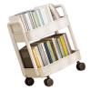 Fydun Plastic Rolling Cart 2 Layers White with Hook Stable Mobile Utility Cart for Living Room Bedroom Kitchen for Families view 4