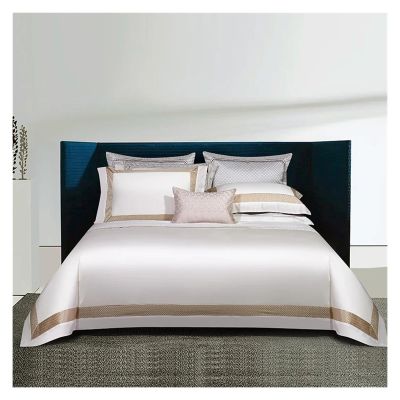 Gold Embroidery Duvet Cover Set Luxury Grey Egyptian Cotton Bedding Bed Sheet Pillowcase Queen King Size Solid Home Textile,Bed