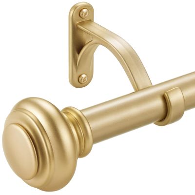 28-48 Inches Curtain Rods for Window, Vimayta 1 Inch Diameter Drapery Rod with Resin Finials, Ideal Adjustable Heavy Duty Single Curtains Rod for Bedroom, Living Room Decoration, Warm Gold