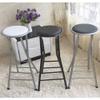 24/28in Round Folding Bar Stool Backless, Portable Folding Breakfast Stool with 330lbs Capacity for Kitchen Living Room Garden Camping(Silver,60cm/24in) view 2