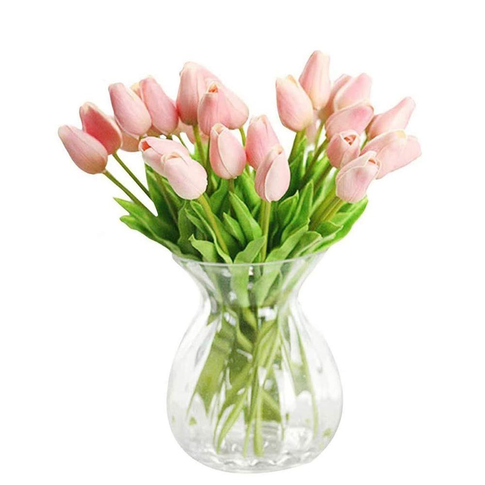 30 Pcs Artificial Tulip Flower,DIY Silk Fake Tulips Bouquet Real Touch Tulips for Home Room Decoration Wedding Party Decoration