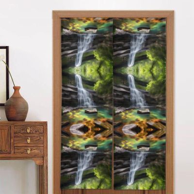WZYCWB Waterfall Views Bedroom Bathroom Door Curtain (34x56 inches), Restaurant Hawaiian Door Curtain, Partition Privacy Feng Shui Curtain,
