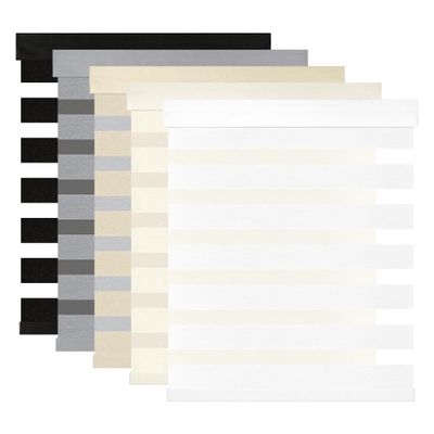 Boolegon Cordless Zebra Blinds for Indoor Windows, Dual Layer Privacy for Day and Night Zebra Shades, Starry Filtering Window Blinds for Home, Office, Bathroom, White, 12" W x 52" H