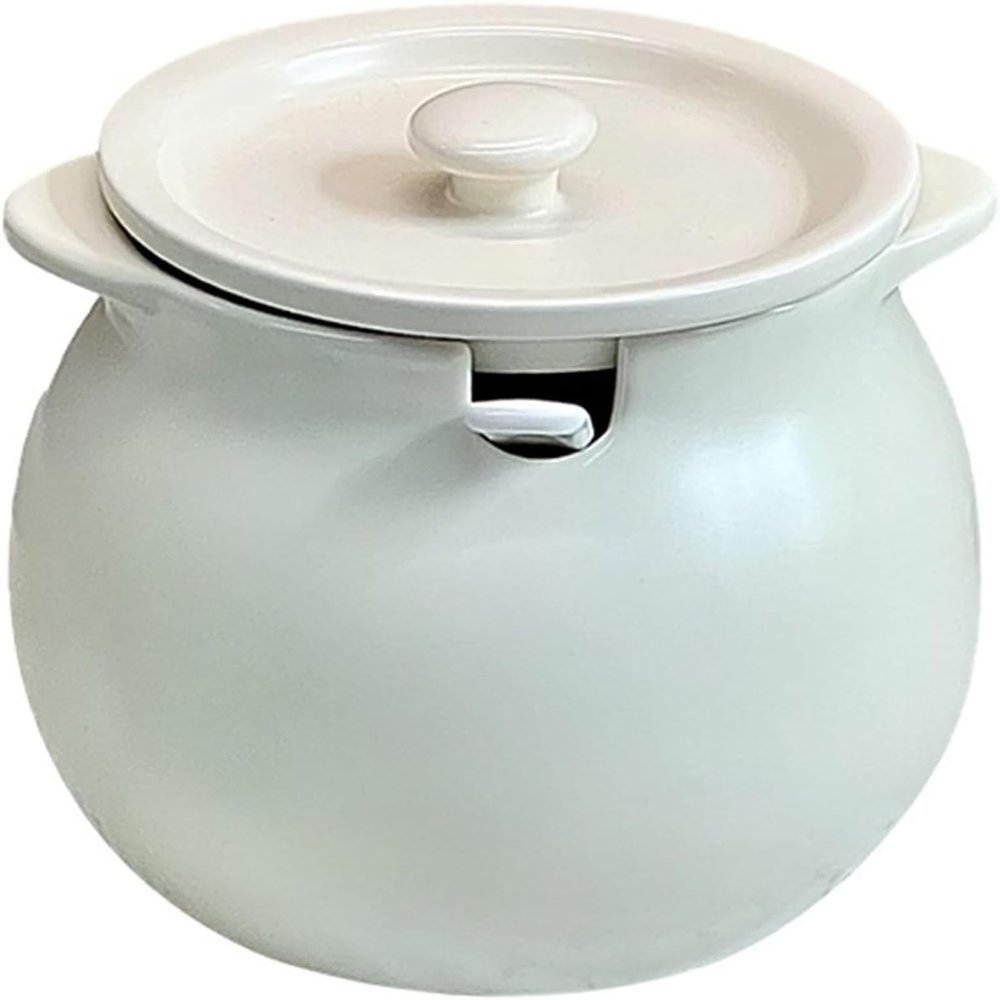 junozya Large Salt Box, Spice Seasonings, Ceramic Salt Shaker with Lid and Spoon Container, Modern Kitchen Salt Bowl for Pepper and Candy
