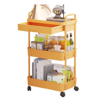 Rolling Storage Cart with Drawers, Kitchen Cart with Wheels, 3-Tier Rolling Utility Cart with Table Top, Rolling Cart Organizer, Utility Cart for Kitchen Bathroom Bedside Offices