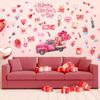 1Sheet Valentine's Day Wall Decals Red Heart Stickers for Wall Decoration Balloon Envelope Truck Love Hearts Design Valentines Window Decor Stickers Self Adhesive Wedding Wall Stickers for Home Decor view 1