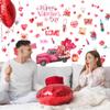 1Sheet Valentine's Day Wall Decals Red Heart Stickers for Wall Decoration Balloon Envelope Truck Love Hearts Design Valentines Window Decor Stickers Self Adhesive Wedding Wall Stickers for Home Decor view 2