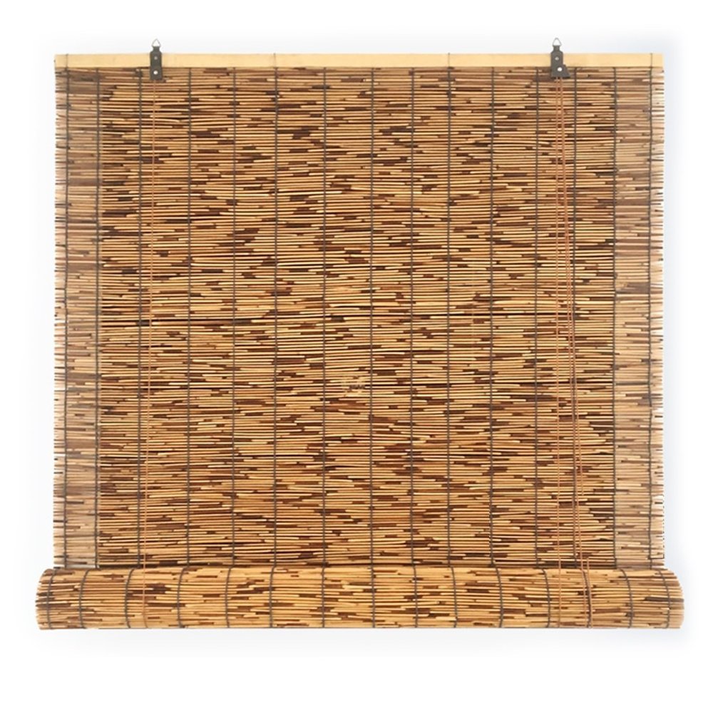 Retro from Bamboo Blinds Anti-Glare/Sunshade Window Treatments Cordless Roman Roller Blinds Blackout Patio Blinds Privacy Porch Roller Shades Gazebo Heat Blocking Barrier(38" x 72")