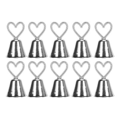 10pcs Gold Table Number Holders, European Style Innovative Bell Shaped Place Card Holders for Wedding Reception, Hotel Restaurant and Coffee Shop Decor, Sturdy Stainless Steel Mat (Stainless steel 2)