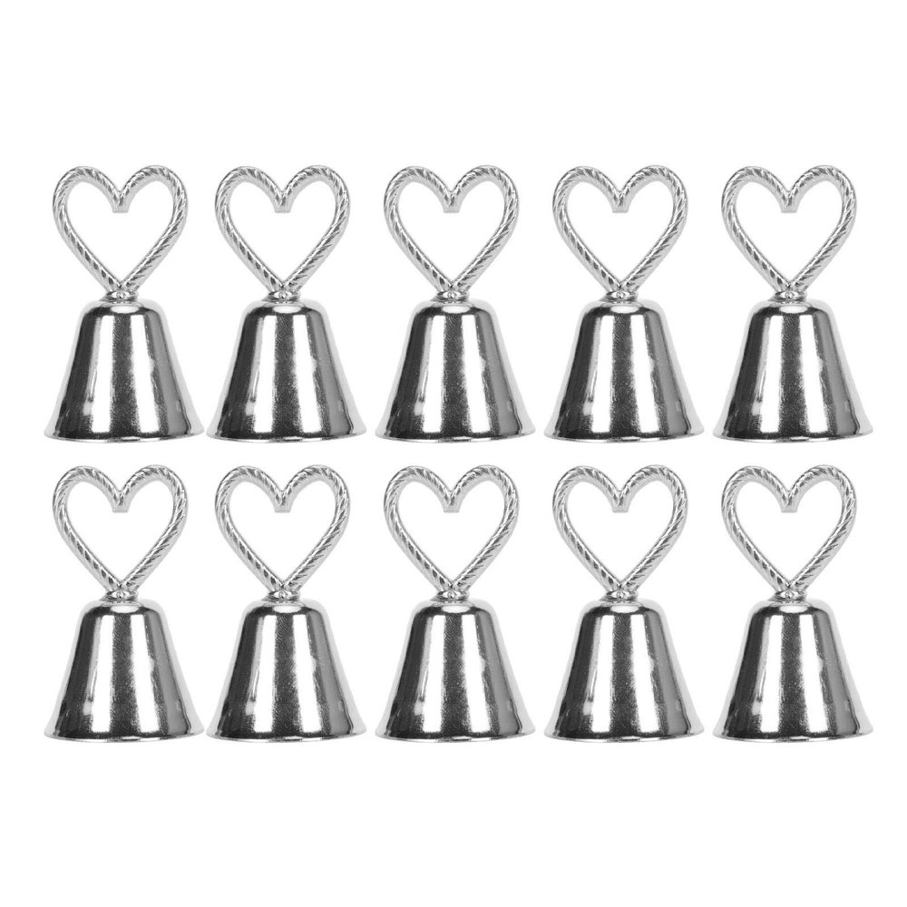 10pcs Gold Table Number Holders, European Style Innovative Bell Shaped Place Card Holders for Wedding Reception, Hotel Restaurant and Coffee Shop Decor, Sturdy Stainless Steel Mat (Stainless steel 2)