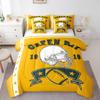 Erosebridal Football Sports Comforter Set Queen for Kids Boys Cartoon Rugby Helmet Bedding ETS Yellow White Stars Stripes Comforter + Flat Sheet + Fitted Sheet + 2 Pillowcases + 2 Throw Pillow Covers view 1