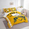 Erosebridal Football Sports Comforter Set Queen for Kids Boys Cartoon Rugby Helmet Bedding ETS Yellow White Stars Stripes Comforter + Flat Sheet + Fitted Sheet + 2 Pillowcases + 2 Throw Pillow Covers view 3