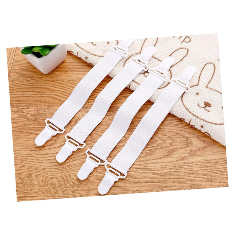 BATHVEVE 4pcs Bed Sheet Grippers Elastic Straps Clips for Mattress Sofa Cushions and Beds High Elasticity Easy to Install No Harm to Sheets