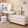 LVYWEX Vanity Desk with Mirror,Telescopic Dresser with 8 Drawers and 1Chair,3 Lighting Modes,Makeup Vanity Table Lots Storage,Gifts for Girls(B,White_120CM) view 1