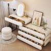 LVYWEX Vanity Desk with Mirror,Telescopic Dresser with 8 Drawers and 1Chair,3 Lighting Modes,Makeup Vanity Table Lots Storage,Gifts for Girls(B,White_120CM) view 2