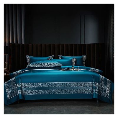 Wine Red Premium 1000TC Egyptian Cotton Luxury Silver Leopard Print Embroidery Bedding Set Quilt Cover Set Bed Linen Pillow Sham,Bed