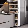 RUYICZB Slim Storage Cart,Kitchen Rolling Cart,Narrow Storage Cabinet with Handle & Wheels,Wood Spice Rack Next to Fridge,Pantry Shelf for Kitchen for Small Spaces,White,21.65"x7.87"x72.44" view 3