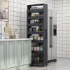RUYICZB Slim Storage Cart,Kitchen Rolling Cart,Narrow Storage Cabinet with Handle & Wheels,Wood Spice Rack Next to Fridge,Pantry Shelf for Kitchen for Small Spaces,White,21.65"x7.87"x72.44" view 4