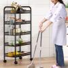 duwiikab Fruit Vegetable Storage Basket, 5 Tier Mesh Wire Rolling Cart, Stackable Fruit Basket Stand with Rolling Wheels, Vegetable Rack Stand, Bathroom Storage Cart, Ideal for Kitchen, Pantry Black view 1