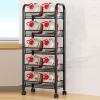 duwiikab Fruit Vegetable Storage Basket, 5 Tier Mesh Wire Rolling Cart, Stackable Fruit Basket Stand with Rolling Wheels, Vegetable Rack Stand, Bathroom Storage Cart, Ideal for Kitchen, Pantry Black view 2