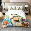 jejeloiu Sea Turtle 100% Cotton Duvet Cover Queen Size Fish Bedding Set Kids Beach Reptile Tortoise Animal Comforter Cover Set Summer Ocean Sea Marine Creature Sealife Bedspread CoverNo Comforter view 1