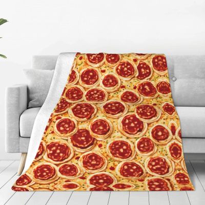 3D Pizza Pepperoni Print Ultra-Soft Micro Throw Blanket Bedding Sofa and Travel Decorative Flannel Blanket