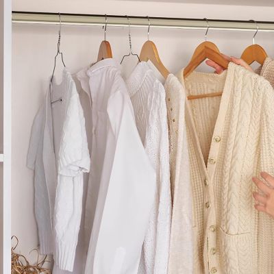 Elitix Wardrobe Support Organizer Rod, Heavy Duty Closet Rod End Supports Flange Rod Holder, Coats Holders for Clothing Store Laundry Room, Space Saving Rail(Gold,70cm(27 1/2"))