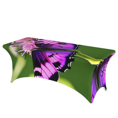 SamLng Purple Butterfly Print Rectangle Tablecloth Wipeable, Stretch, Durable, and Stylish Table Cover for Indoor and Outdoor Use