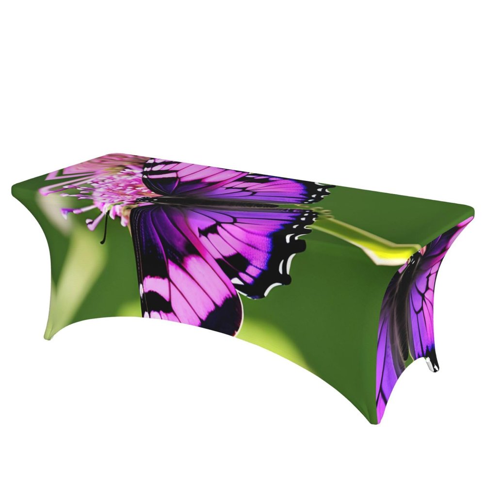 SamLng Purple Butterfly Print Rectangle Tablecloth Wipeable, Stretch, Durable, and Stylish Table Cover for Indoor and Outdoor Use