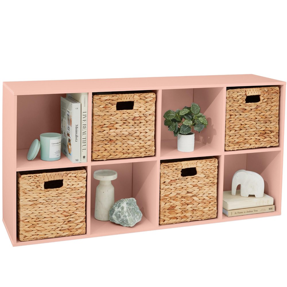 Best Choice Products Kids Bookcase 8-Cube Storage Organizer, 13.5in Shelf Opening, Bookshelf, Toy Storage, Customizable w/ 3 Removable Back Panels Light Pink