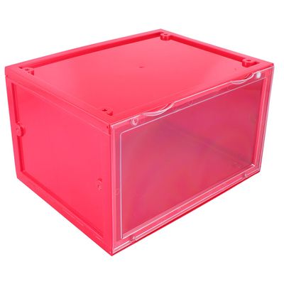 Cabilock 1pc Magnetic Shoe Box Dustproof Transparent Organizer for High Heels Sneakers Boots Side Open Display Storage Container Red Easy Access Stylish Design