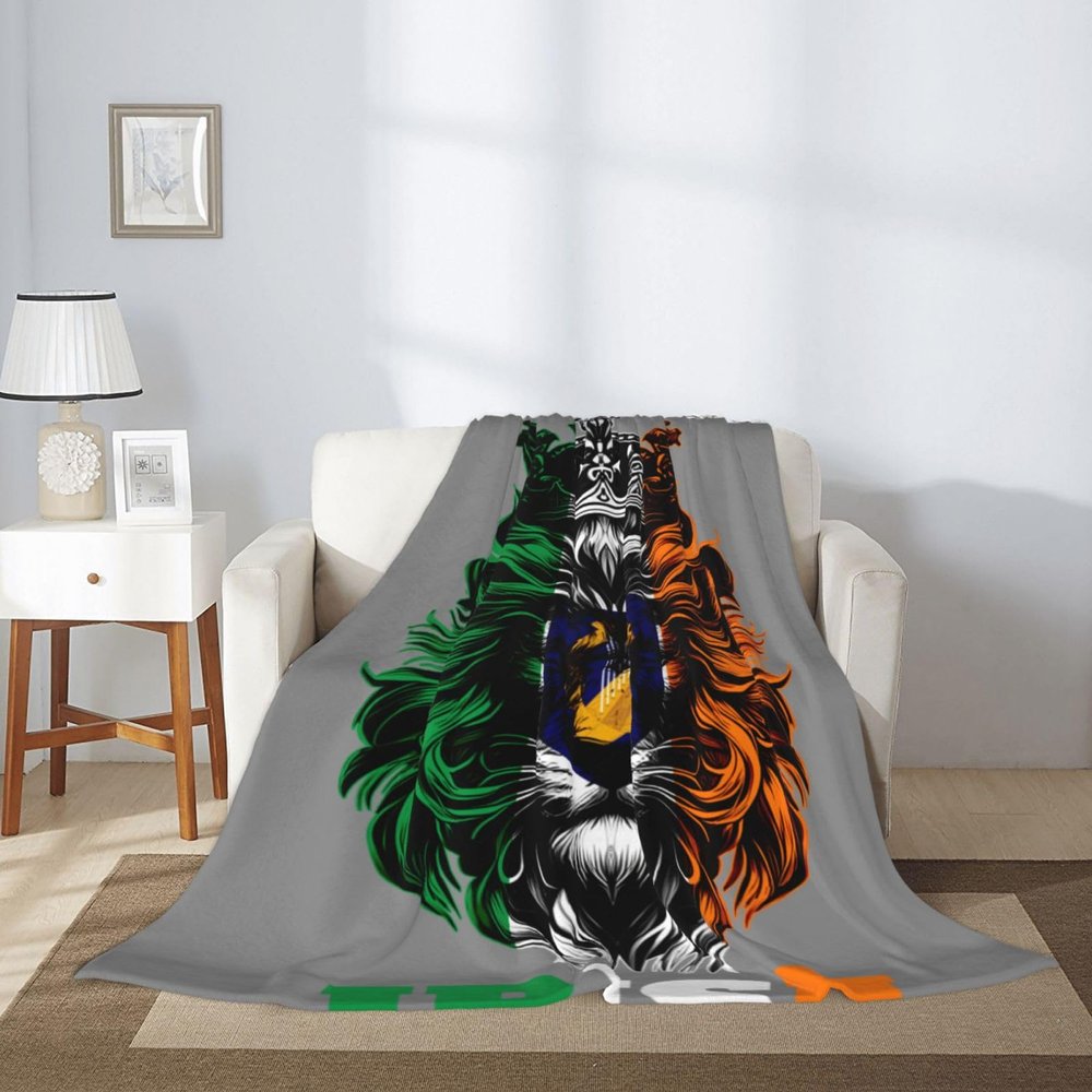 Lion Ireland Irish Flag Birthday Blanket Gifts for Women Giant Blanket Soft Flannel Throw Blanket Presents Nephew Gifts
