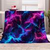 3D Lightning Blanket Twin Size, Blue and Purple Fleece Blanket for Couch Bed Sofa, Modern Cool Blankets and Throws, Psychedelic Hippie Super Soft Cozy Plush Flannel Blanket 60x80, Decor & Gift view 1