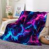 3D Lightning Blanket Twin Size, Blue and Purple Fleece Blanket for Couch Bed Sofa, Modern Cool Blankets and Throws, Psychedelic Hippie Super Soft Cozy Plush Flannel Blanket 60x80, Decor & Gift view 2