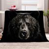 3D Bear Blanket King Size, Fleece Blanket for Couch Bed Sofa, Fierce Animal Blankets and Throws, Black Theme Super Soft Cozy Plush Flannel Blanket, 108 x 90 in, Scary Eye Cool Bear view 1