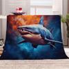 3D Shark Throw Blanket, Underwater World Fleece Blanket for Couch Bed Sofa, Ocean Animals Blankets and Throws, Sea Blue Super Soft Cozy Plush Flannel Blanket 40x50, Decor & Gift view 1
