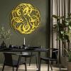 Abstract Metal Wall Art, Line Art Wall Decor, Modern Round Abstract Metal Wall Art, Round Metal Wall Decor, Minimalist Line Art, Geometric Decor, Metal Wall Art for Living Room (Gold, 47"x44"/120x112cm, metal wall art) view 1
