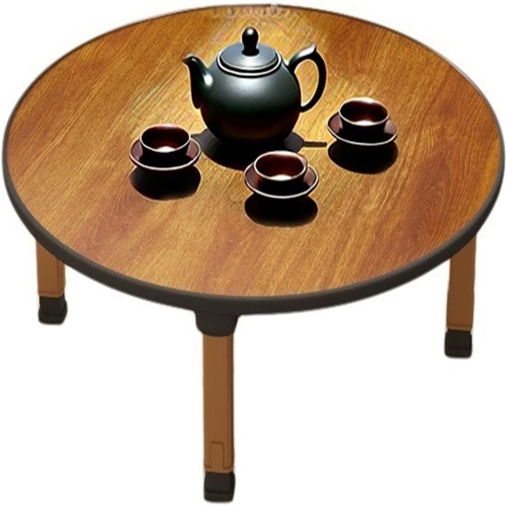 Uzulustra Folding Coffee Table,Low Floor Table Dining Table Collapsible Japanese Folding Table for Living Room Small Spaces Picnic Table Ground Portable Table, Laptop Desk(Round,60x60cm)