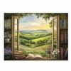 English Garden Window Wall Art Rustic Cottage View, Countryside Landscape Canvas Print for Living Room, Bedroom, or Office 24x36in Unframed view 1