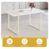 55"Kitchen Table Chairs Set of 6,Dining Table Set for 6 with Chairs,1.5" Thick MDF Table Top with White Metal Frame and 6 PU Chairs,Modern Dining Table Set for 6 for Apartment Dining Room Kitchen view 4